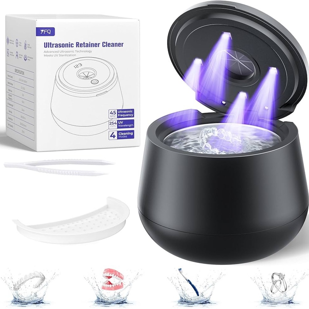 Ultrasonic Denture, Retainer Cleaner with UV Light 4 Modes & Digital Timer